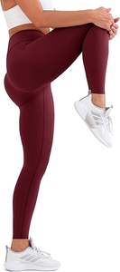 Women's High-Waisted Full-Length Buttery Soft Yoga <b>Leggings</b> Solid <b>Pattern</b> Elastic Waist Eco-Friendly for Daily Workouts Front - Product Image 2