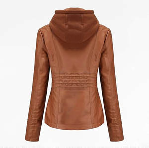 Veste en cuir de moto de conception personnalisée OEM pour les femmes Couleur personnalisée 100% Veste en cuir pour femmes Vestes en cuir minces personnalisées - Product Image 3