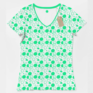 T-shirts pour femmes à col en V imprimés sur toute la surface, 100% coton, logo personnalisé imprimé, fibre de bambou compressée, prix bas, provenance du Bangladesh - Product Image 5