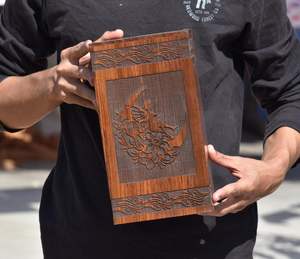 Moon Angle Cremation Urn Wood Adults for <b>Ashes</b> Funeral Burial Lid <b>Pet</b> Urn <b>Keepsakes</b> for Memorial Creative Box Decorative Medium - Product Image 2