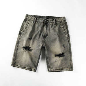2025 Premium <b>Men's</b> Denim <b>Shorts</b> <b>with</b> <b>Pockets</b> Solid Pattern Eco-Friendly Hip Hop Style Plain Dyed New Casual <b>Shorts</b> - Product Image 1