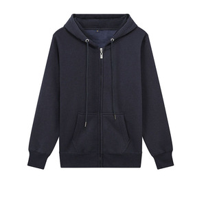 เสื้อสเวตเตอร์ขนแกะยูนิเซ็กส์500G มีฮู้ดผ้าฝ้ายโพลีเอสเตอร์แบบมีซิปให้ความอบอุ่นสำหรับผู้ชายลายสีพื้นฤดูใบไม้ร่วง - Product Image 6