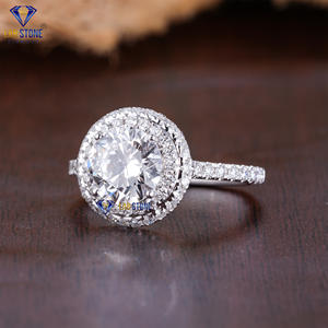 Bague en or blanc avec diamant taillé rond 3.867 TDW par Lab-Stone/Bague en diamant féminine et éblouissante/couleur EF-VS - Product Image 2