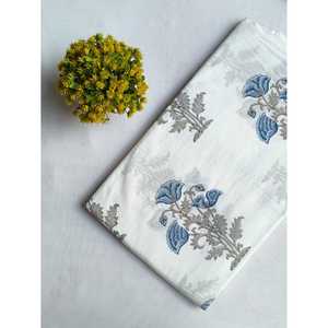 JBRMIX48 Tela de Algodón Orgánico Puro Hilo Peinado Estampado de Bloque de Mano Tejido Estilo Indio Tela para Camisa Certificado BCI - Product Image 1