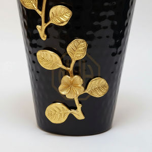 Hammered Black Metal <b>Floor</b> <b>Vase</b> Coastal Iron Flower <b>Vase</b> Luxurious Gold Plated Neck Decorative Home Event <b>Vase</b> - Product Image 5