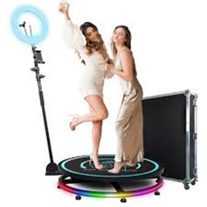 Plateforme en verre de qualité supérieure pour cabine photo 360° avec lumières RGB, application logicielle et caméra rotative automatique à 360° pour fêtes - Product Image 2