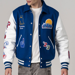Veste universitaire OEM pour hommes avec support vêtements d'hiver vintage blouson de baseball Bomber avec logo brodé personnalisé pour hommes - Product Image 1