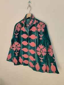 Handmade Embroidered Suzani Velvet Bomber <b>Jacket</b> for Women Eco-Friendly Breathable Reversible <b>Short</b> Sleeve Winter Coat - Product Image 6