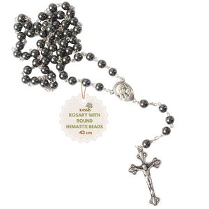 Rosario de Metal Hecho a Mano de 39 cm, Cuentas de Oración Católicas con Cruz de Metal, Regalo Unisex, Venta al por Mayor desde Belén - Product Image 1