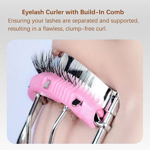 Recourbe-cils séparé en argent avec logo personnalisé de haute qualité avec outil de maquillage de peigne intégré en acier inoxydable sans sertissage - Product Image 3