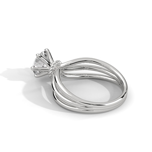 Bague solitaire à pampilles en diamant brillant de laboratoire couleur G 1 carat, monture en or rose 14 carats, pour fiançailles, mariage, anniversaire - Product Image 2