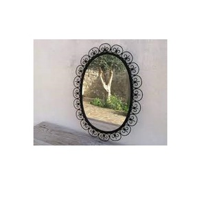 Vente en gros Cadre en alliage de fer Miroir rond décoratif mural style moderne noir et or 60cm 80cm - Product Image 1