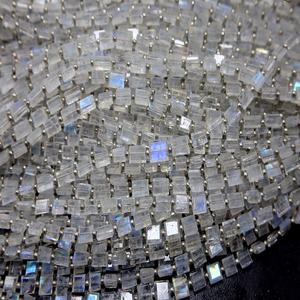 AAA grado blanco Arco Iris piedra lunar facetada Baguette forma cuentas azul fuego piedras preciosas para la fabricación de joyas - Product Image 1