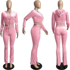 Conjunto Deportivo Personalizado de 2 Piezas, Unisex, Ligero, 100% Algodón, con Pedrería y Terciopelo, Cintura Elástica, Estilo Vintage, Transpirable - Product Image 1