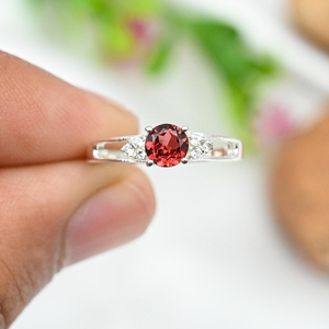 Belle bague de fiançailles fantastique grenat Cz en argent sterling 925 bijoux minimalistes fins bagues de cadeau d'anniversaire de mariage pour elle - Product Image 3