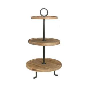 Soporte de pastel de madera y Metal de tres niveles hecho a mano a granel para hornear Cupcake Stand Farmhouse Decor Diseñador de forma redonda - Product Image 1
