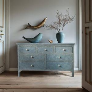 Table de chevet à un tiroir avec incrustation de serpillière complexe personnalisable - Product Image 1