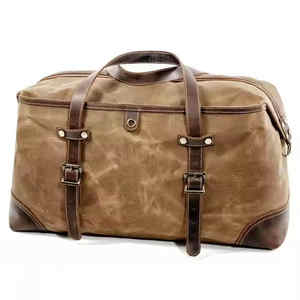 Sac polochon en cuir véritable OEM avec impression personnalisée de haute qualité Sac de voyage de sport avec fermeture à glissière au prix de gros - Product Image 5