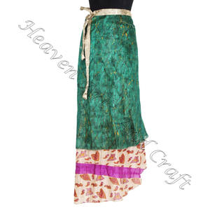 Faldas de longitud larga Vintage seda Sari Magic Wrap faldas Vestido 2 capas Reversible Magic Silk Saris Wrap longitud larga Vintage seda - Product Image 1