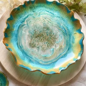 Fabricant de bol en résine-Bol de service poli en résine pour la décoration de table d'hôtel à la maison Bol à nourriture et à salade de forme ronde - Product Image 1