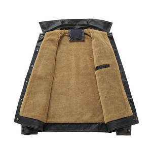 แจ็กเก็ตหนังสำหรับผู้ชายเสื้อแจ็กเก็ตหนังสำหรับผู้ชายสีทึบสั่งติดฉลากได้ตามต้องการ - Product Image 3