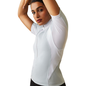 Summer New Full Mesh Equestrian Clothing Women Short Sleeve Equestrian Zip Tops Base Layer Horse Riding Show Shirt - Product Image 1