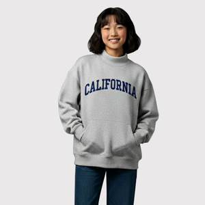 Sudadera de Invierno de Algodón Grueso de Alta Calidad para Mujer, Bordado 3D, Lavada, Hombros Caídos, Cuello Alto Simulado, Ecológica - Product Image 1