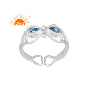 แหวนพลอยบุษราคัมสีเงินแท้เหมาะสำหรับเป็นของขวัญสำหรับผู้หญิง - Product Image 1