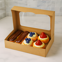 Cajas de Cartón Kraft Ecológicas con Logotipo Personalizado para Sushi, Pasteles y Empanadas, Impresión CMYK a 4 Colores, Ventana de PET, Grabado en Relieve, Acabado Mate
