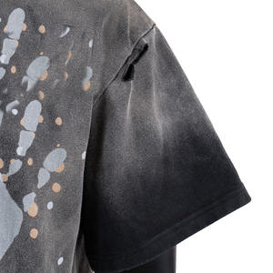 T-shirt personnalisé de haute qualité avec graphisme délavé au soleil, effet usé, 220 g/m², coton, streetwear, coupe courte, style boxy, délavage acide, pour homme - Product Image 3