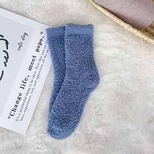 New Winter Warm Thick Custom Embroidered Logo Pink <strong>Socks</strong> Women Cozy <strong>Fluffy</strong> Fuzzy <strong>Socks</strong> - Product Image 5
