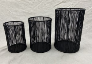 Handmade Retro Style Iron Metal Votive <b>Candle</b> <b>Holder</b> <b>Black</b>/Gold Powder Coating Weaved Iron Wire Christmas Home Decor Metal - Product Image 1