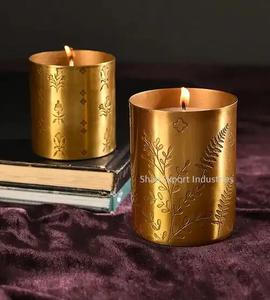 Tarro de vela de Metal de tendencia 2025 en acabado dorado para decoración de iluminación de fiesta de eventos en casa tarro de vela de hierro de forma redonda - Product Image 5