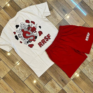 Ensemble de survêtement 2 pièces pour homme en coton lavé, coupe oversize, t-shirt et short, vente en gros - Product Image 6