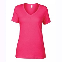 T-shirts pour femmes en gros, col en V, logo personnalisé, respirants, séchage rapide, 100% coton polyester de haute qualité, manches courtes, été, OEM/ODM