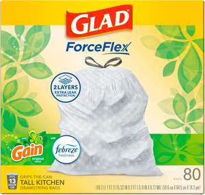 Bolsas de Basura Glad ForceFlex para Cocina, 13 Galones, Aroma Gain Original con Febreze, 80 Unidades (Paquete Puede Variar) - Product Image 2