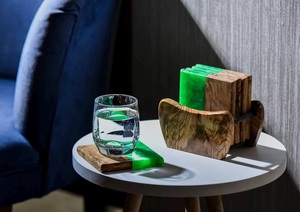 Antique Style Wooden and Stone Coaster Set Classic Design for Traditional and Contemporary Dining Home Decor - Product Image 6