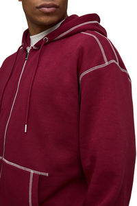 Wholesale Top Quality 100% Cotton Solid <b>Burgundy</b> Color Winter Hoodie Custom Affordable Price Contrast Stitch <b>Hoodies</b> - Product Image 2