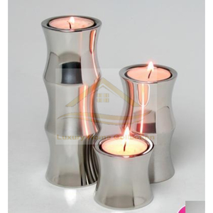 Juego de 3 portavelas de pilar de madera y farolillos de soporte Centro de mesa Accesorios de iluminación decorativos - Product Image 2