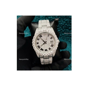 Reloj de Hip Hop con movimiento automático de 41MM de alta calidad, reloj con tachuelas de diamantes de moissanita blanca completa con claridad VVS para Unisex - Product Image 1