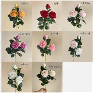 Nuovi Arrivi: Rose Artificiali Realistiche da 69 cm, 3 Fiori Rotondi, Decorazione per Matrimoni, <span class=keywords><strong>Rosa</strong></span> Bianca Finta - Product Image 2