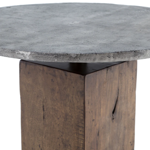 Bistro Reclaim <b>Wood</b> Base & Antique Metal Industrial Texture Grey Finish <b>Round</b> Shape Top Indoor Outdoor Home Cafe <b>Dining</b> <b>Table</b> - Product Image 3