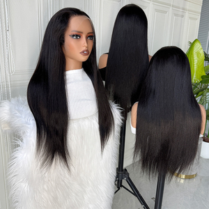 Perruque en cheveux humains lisses, noir naturel, 13x4 13x6, Lace Front HD transparente, pré-épilée, pleine densité - Product Image 5