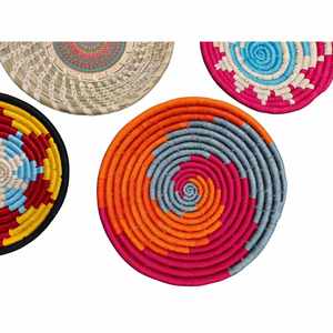 Ensemble de paniers muraux en bambou tissés à la main Sabai, multicolores, style bohème, décoration murale en rotin, ensemble de 7 pièces - Product Image 5