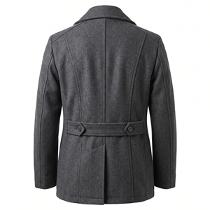 <b>Men's</b> Winter <b>Wool</b> Blend Peacoat Classic <b>Double</b>-<b>Breasted</b> Warm Casual <b>Coat</b> OEM ODM Wholesale Factory Custom Logo - Product Image 3