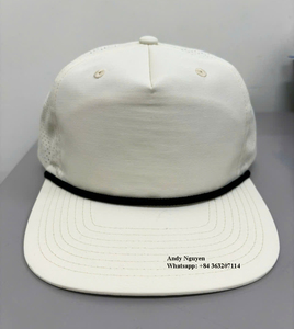 Venta al por mayor en blanco perforado 5 paneles suave ala plana Snapback gorras logotipo personalizado al aire libre impermeable pesca deporte gorras OEM Vietnam - Product Image 1