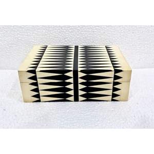 Brown Chevron Design Resin Inlay MDF Decorative <b>Box</b> Handmade Storage Organizer for Jewelry Keepsake and Table Decor - Product Image 3