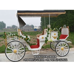 Belle Vis à Vis Mariage Calèche Classique Blanc Cheval Driven Chariot Dernier Mariage Calèche - Product Image 1