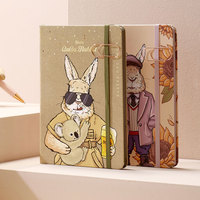 LABON Nouveau Journal Lapin Mignon avec Couverture en Similicuir Imprimée et Bande Élastique, Plusieurs Styles Disponibles