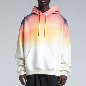 Fashionable Gradient Color Hoodie for Men Oversized Full Zip Jacket <b>Long</b> <b>Sleeve</b> Casual Hooded Sweatshirt Streetwear - Product Image 5